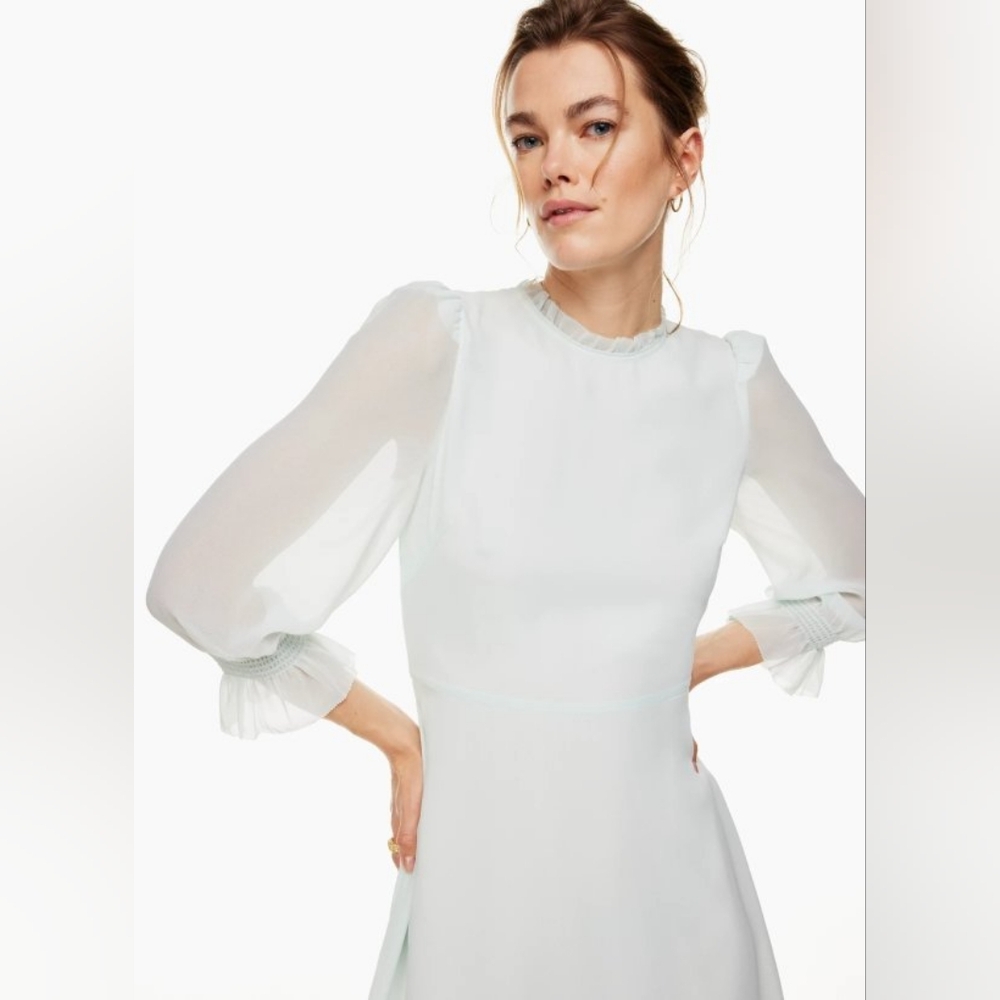 Aritzia Wilfred Swept Chiffon Dress Snowmelt Blue Mint Size 4
